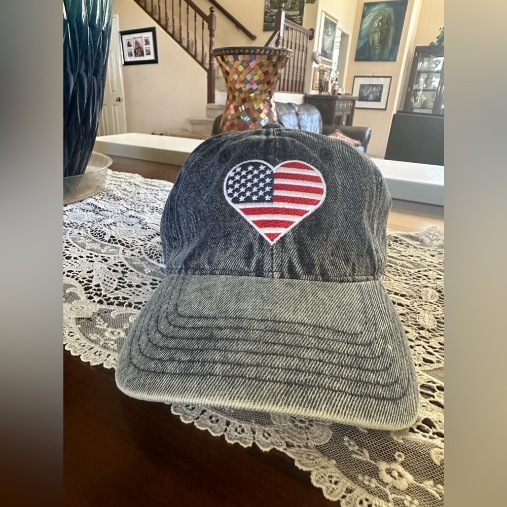 Mighty Fine Woman 4th July Dark Jeans Hat with Heart